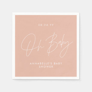 Babyduschskript, modern elegant för rosa pappersservett