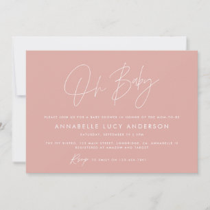 Babyduschskript, modern elegant foto ro rosa inbjudningar