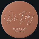 Babyduschskript, modern minimal terracotta knapp<br><div class="desc">Babyduschskript med modern bohemisk naturlig terracotta och vit party-dekoration i elegant. Minsta babyduschdesign för party i idealisk contemporary.</div>