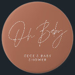 Babyduschskript, modern minimal terracotta knapp<br><div class="desc">Babyduschskript med modern bohemisk naturlig terracotta och vit party-dekoration i elegant. Minsta babyduschdesign för party i idealisk contemporary.</div>