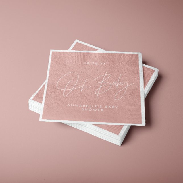 Babyduschskript, modern ro rosa elegant pappersservett (Skapare uppladdad)