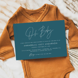 Babyduschskript modern tealblåa boho inbjudningar