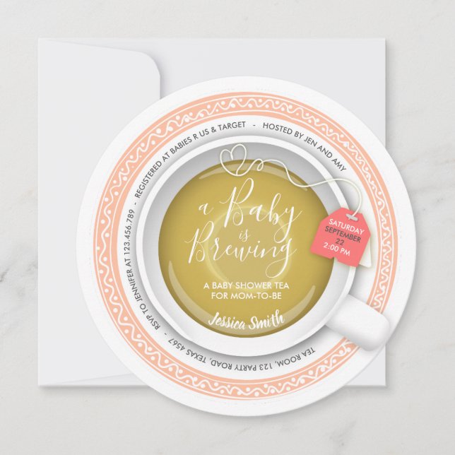 Babyduschte inbjudan till Bryggning av Tea party B (Framsida)