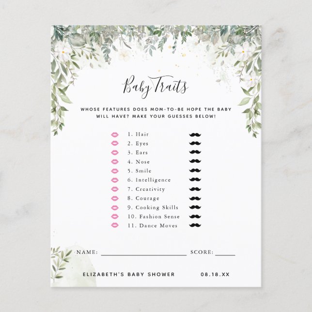 Babyegenskaper | Baby Shower-spel (Framsida)