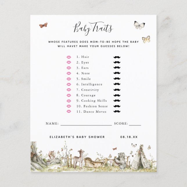 Babyegenskaper | Baby Shower-spel (Framsida)