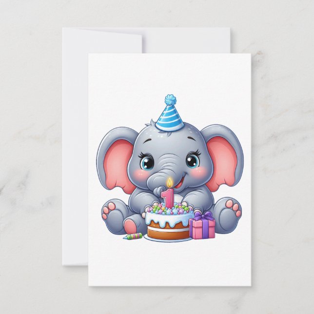 Babyelefant 1-årsdag OSA kort (Framsida)