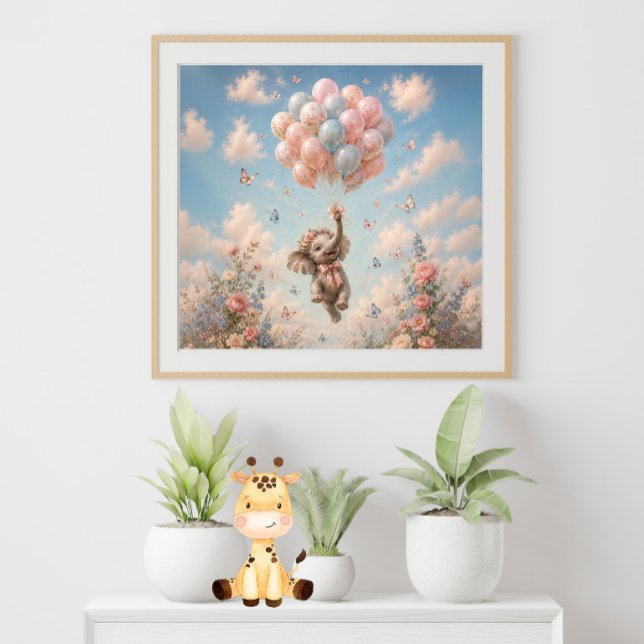 Babyelefant Flytande Ballonger Poster (Skapare uppladdad)