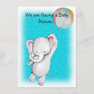 Babyelefant med ballongbaby showerinbjudan inbjudningar