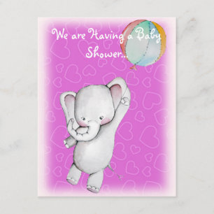 Babyelefant med ballongbaby showerinbjudningar inbjudningar