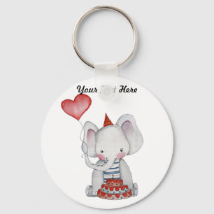 Babyelefantfödelsedag Keychain Nyckelring