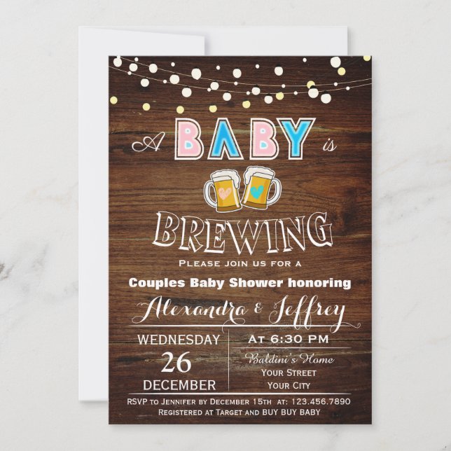 Babyen bryggar baby showerinbjudan inbjudningar (Framsida)