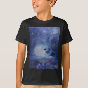 Babyen förseglar på is - härlig sjölandskap t-shirt
