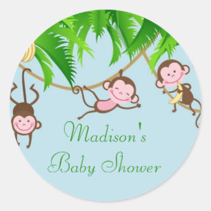 Babyen härmar baby showerklistermärken runt klistermärke