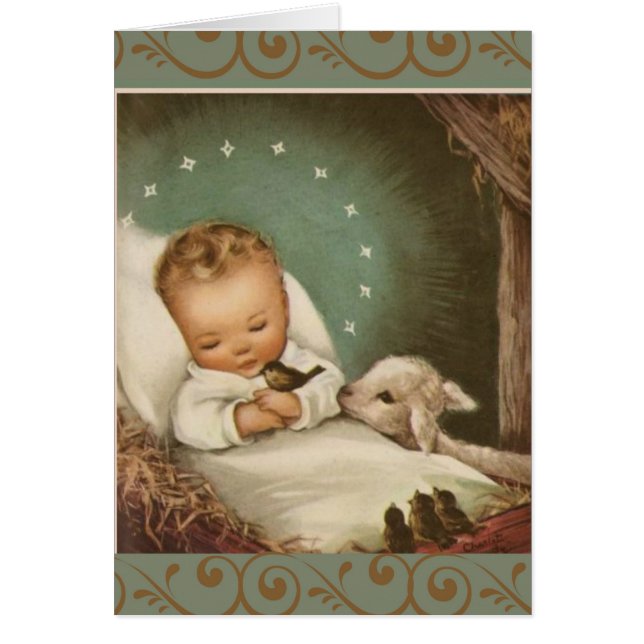 Babyen Jesus samlas den erbjudande minnesmärken Hälsningskort (Framsidan)