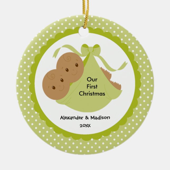 Babyen kopplar samman baby den första julprydnaden julgransprydnad keramik (Framsidan)