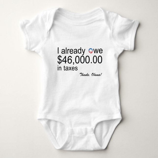 Babyen varar skyldig $46k i skatter tee shirt (Framsida)