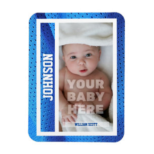 Babyens första basebollkort Blått mesh-design Magnet