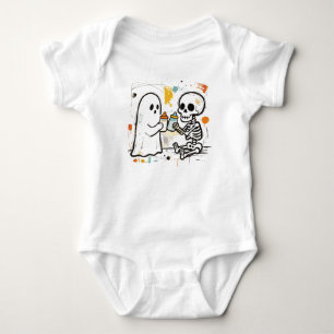 Babyens första Halloween-spöke skelett T Shirt