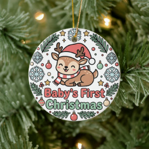Babyens första jul ren prydnad julgransprydnad keramik