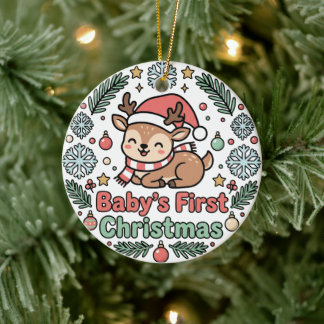 Babyens första jul ren prydnad julgransprydnad keramik