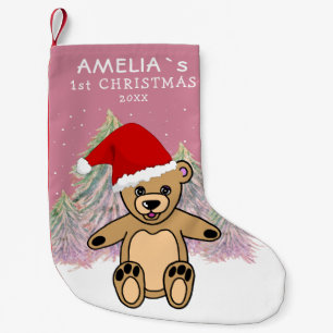 Babyens första jul Teddy Bear Sant mössa Liten Julstrumpa