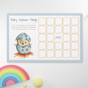 Babyfågel kläcks Blå baby shower Bingo-kort