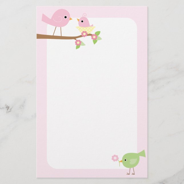 Babyfågelbo (rosor) brevpapper (Framsida)