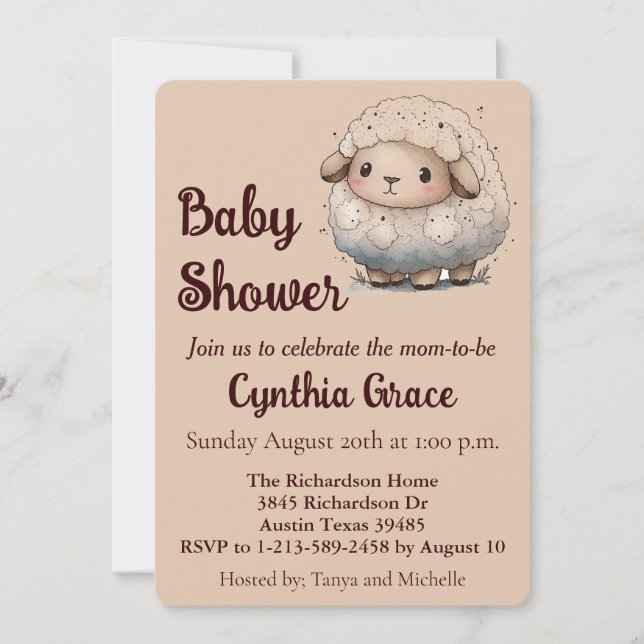 Babyfår Baby Shower Inbjudan (Framsida)