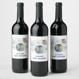 Babyfavoriter för Blue Guld Rymden i Vinflaska Etikett