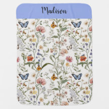 Babyfilt Vilda Blommor Fjäril Blommig Trädgård