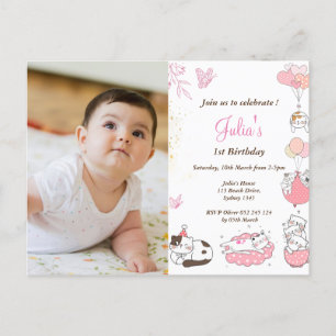 Babyflicka 1-års fotobild vykort