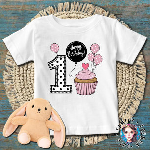 Babyflicka 1-årsdag t shirt
