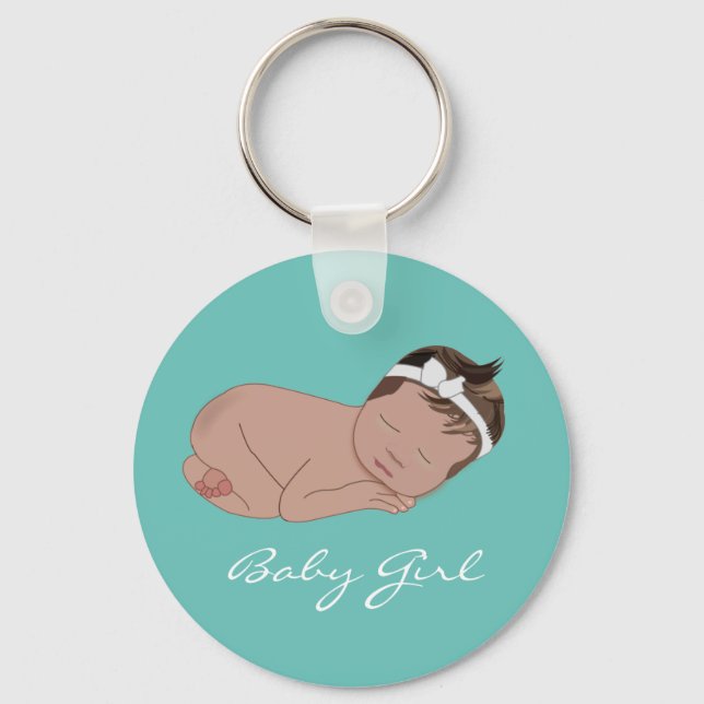 Babyflicka Babyshower Ny Baby Nyckelring (Framsida)