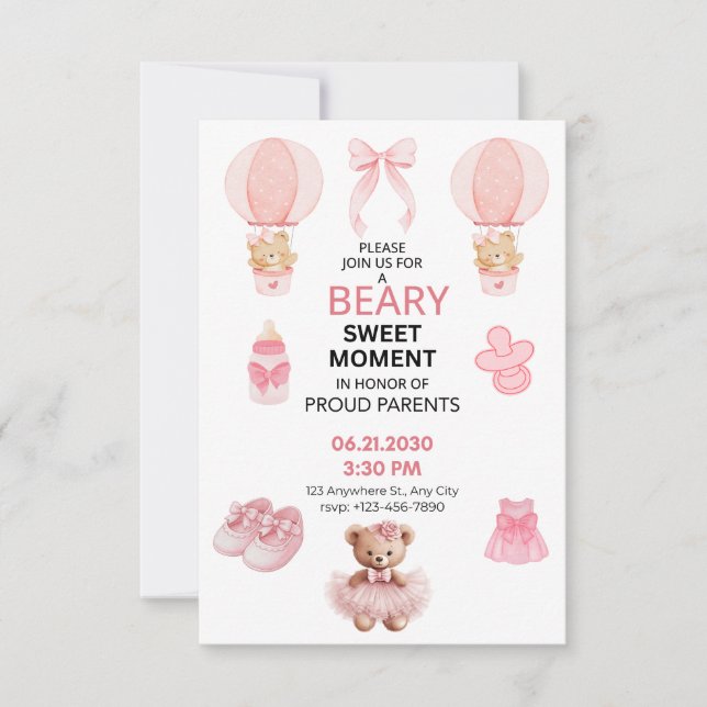 BABYFLICKA BJÖRN ROSA&VIT BABYFYND Spara datumet (Framsida)