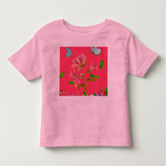 Babyflicka Blommig & Fjärils Konst T Shirt