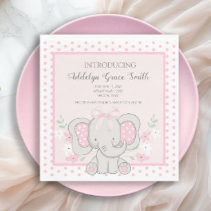 Babyflicka Elefant Rosa Prickig Sip See Babyfest Pappersservett