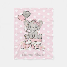 Babyflicka Elefant Rosa Silver Glitter Ballonger Fleecefilt