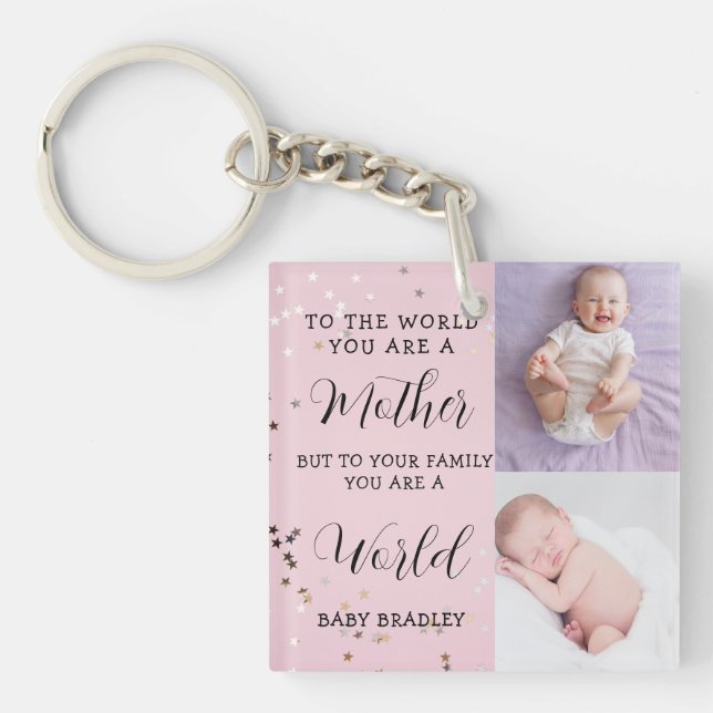 Babyflicka Första Året Foto Collage Minne rosa  (Framsidan)
