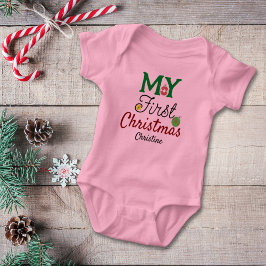 Babyflicka Första Jul Namn T Shirt