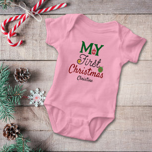Babyflicka Första Jul Namn T Shirt