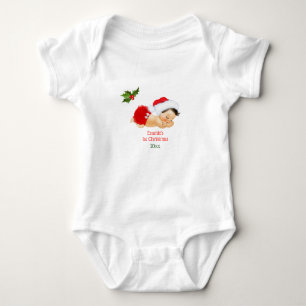 Babyflicka Första julen röd tomteluva T Shirt