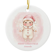 Babyflicka Första julen Rosa Tomte Foto