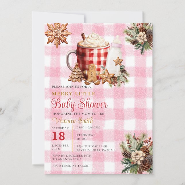 Babyflicka Gingham En Glad Liten Babyfirande  Inbjudningar (Framsida)