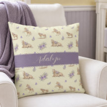 Babyflicka Gul Lila Häst Blommig Monogram