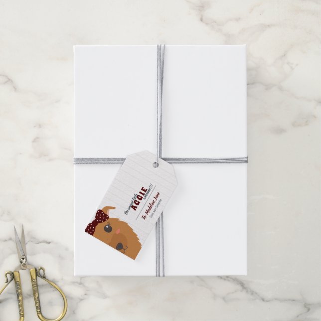 Babyflicka Hund Maroon Presentetikett (Med Snöre)