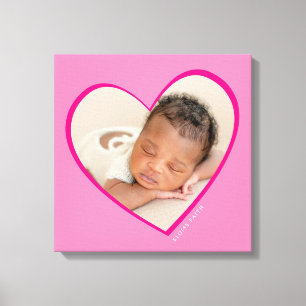 BABYFlicka modern foto lagerlagt hjärta rosa Canvastryck