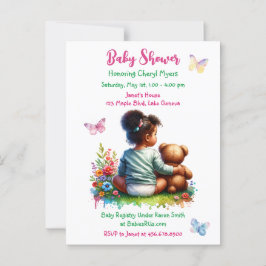 Babyflicka och hennes teddybjörn | Flickas baby sh Vykort