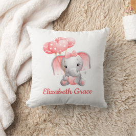 Babyflicka Rosa Elefant Ballong Monogram Nurseries Kudde