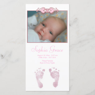 Babyflicka Rosa Fötter Födelsekungörelse Meddelande