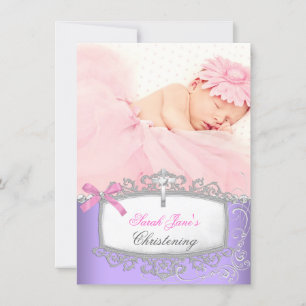Babyflicka Rosa Lila Dopning Dopning Kors Meddelande